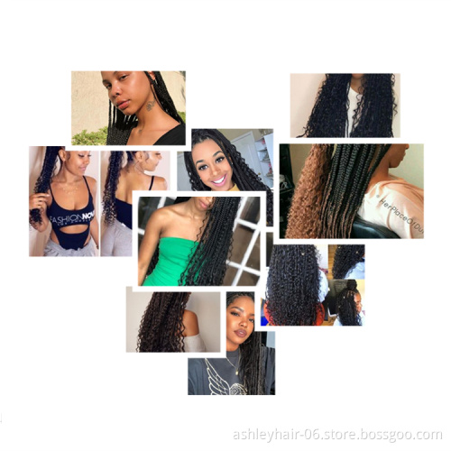 Julianna 14 18 24 inches synthetic box crochet hair braid for black women box braids curly end braid hair